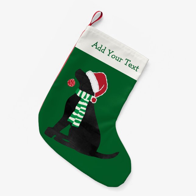 Personalized Christmas Black Lab Holiday Dog Small Christmas Stocking (Front (Hanging))