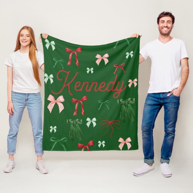 Personalized Christmas Blanket Gift for Her Bows (In Situ)