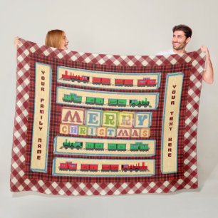 Personalized Christmas Block Party Fleece Blanket