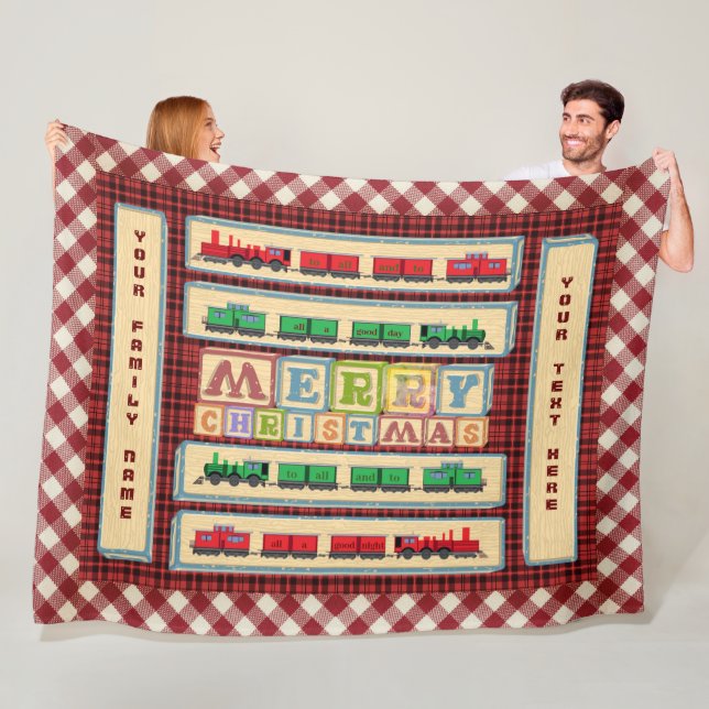 Personalized Christmas Block Party Fleece Blanket (In Situ)