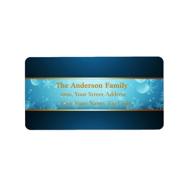 Personalized Christmas Blue Snowflakes  Label (Front)