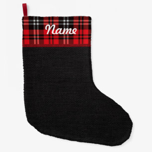 Personalized Christmas Burlap Tartan Large Christmas Stocking