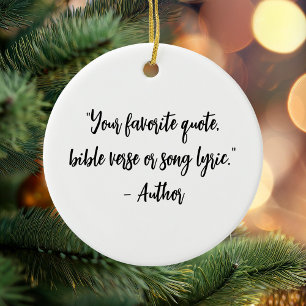 Personalized Christmas Calligraphy Quote Ceramic Ornament