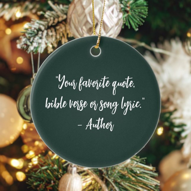 Personalized Christmas Calligraphy Quote Ceramic Ornament (Creator Uploaded)