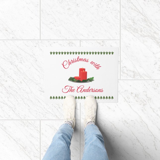 Personalized Christmas Candles kitchen mat (Creator Uploaded)