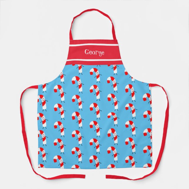 Personalized Christmas Candy Cane Apron (Front)