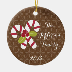 Personalized Christmas Candy Cane Family Ornament