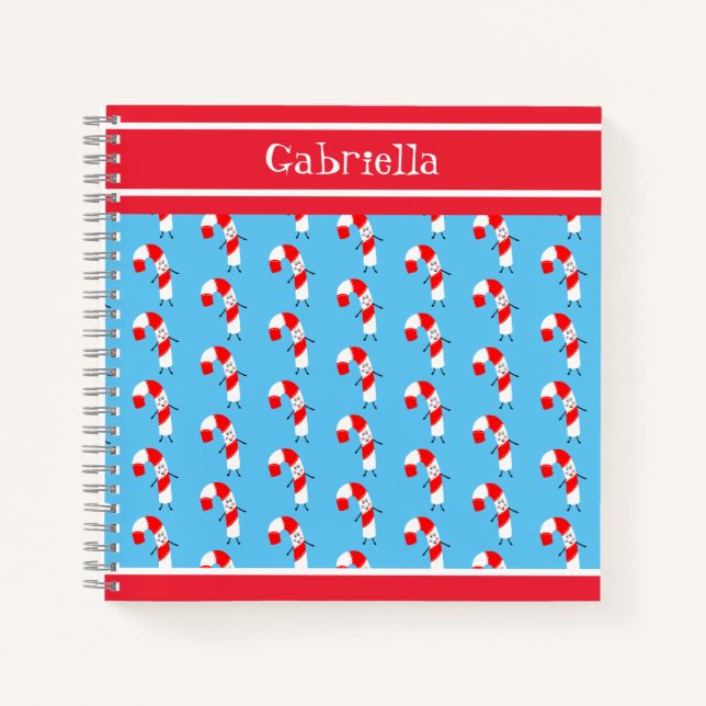 Personalized Christmas Candy Cane Notebook (Front)