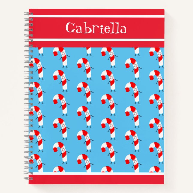 Personalized Christmas Candy Cane Notebook (Front)