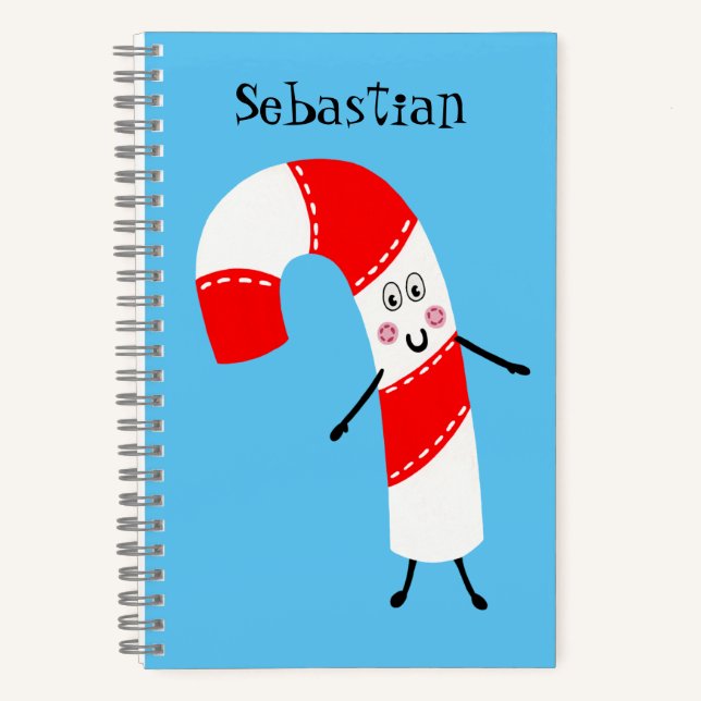 Personalized Christmas Candy Cane Notebook (Front)