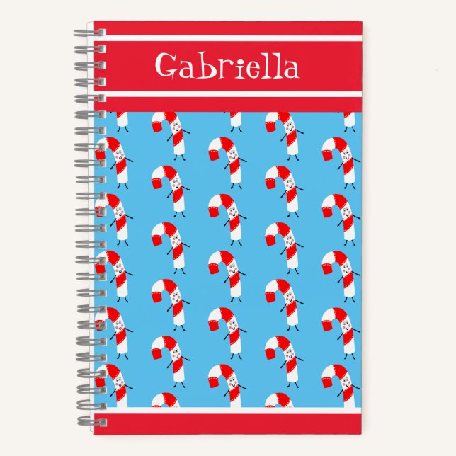 Personalized Christmas Candy Cane Notebook (Front)