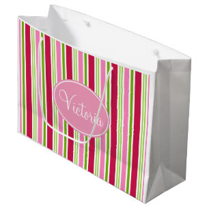 Personalized Christmas Candy Stripe Gift Bag
