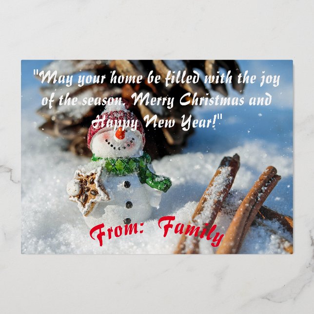 Personalized Christmas Card. Foil Holiday Card (Front)