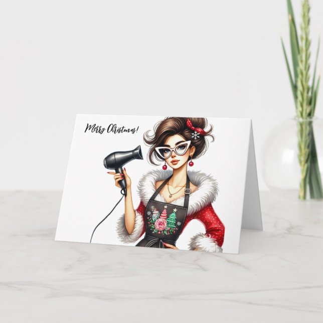 Personalized Christmas Card for Chic Hairdresser (Front)
