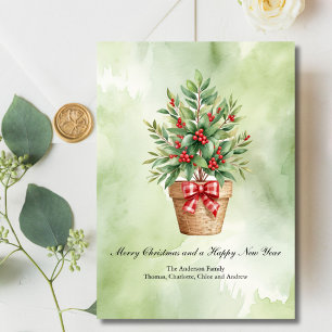 Personalized Christmas Card Tree Red Berries