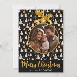 Personalized Christmas Card with Golden Ornament