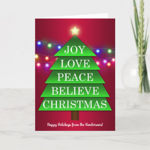 Personalized Christmas Card with Tree, Lights