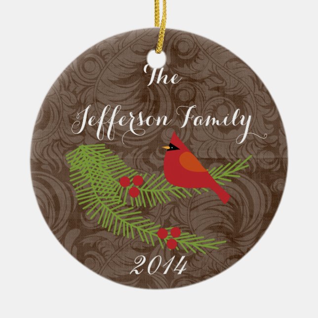 Personalized Christmas Cardinal Family Ornament (Front)
