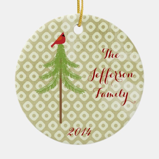 Personalized Christmas Cardinal Family Ornament (Front)