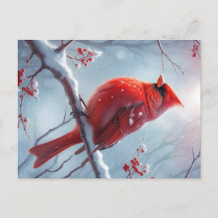 Personalized Christmas Cardinal Postcard, Postcard
