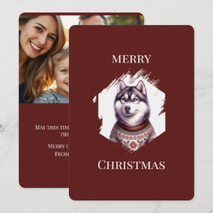 Personalized Christmas Cards, Husky Holiday Card
