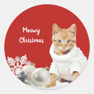 Personalized Christmas Cat Stickers