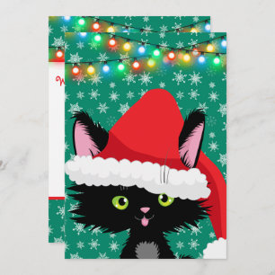 Personalized Christmas Cat with Santa Hat Card