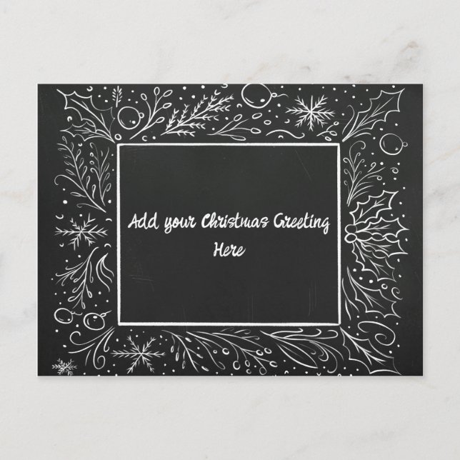 Personalized Christmas Chalkboard Holiday Postcard (Front)