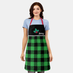 Personalized Christmas Chef Apron - Green Holiday!