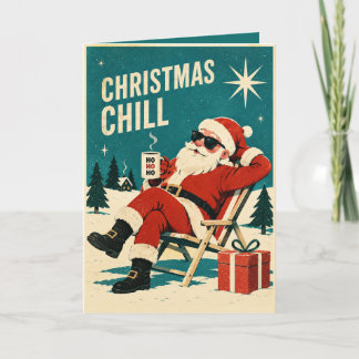 Personalized Christmas Chill Santa Retro Christmas Card