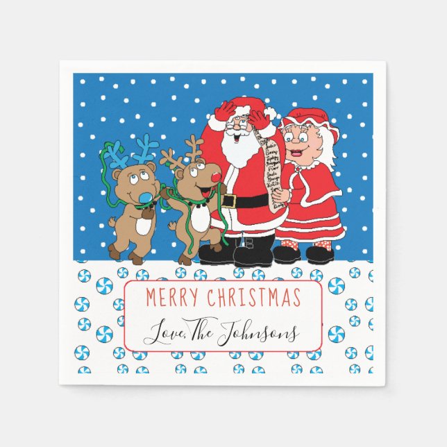Personalized Christmas Cocktail Napkin Santa Claus (Front)