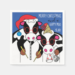 Personalized Christmas Cocktail Napkins "Cows"