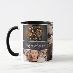 Personalized, Christmas, Collage 6 Photos, Chalk Mug
