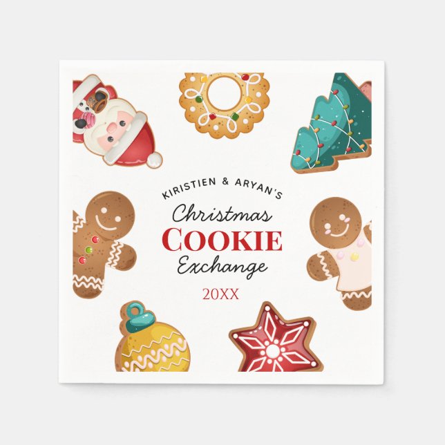 Personalized Christmas Cookie Exchange Gingerbread Napkin (Front)