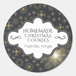 Personalized Christmas Cookie Holiday Baking Gold Classic Round Sticker
