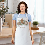 Personalized Christmas Cookies  Apron<br><div class="desc">This festive apron is decorated with watercolor Christmas cookies and foliage.
Easily customizable with your name or monogram.
Because we create our artwork you won't find this exact image from other designers.
Original Watercolor © Michele Davies.</div>