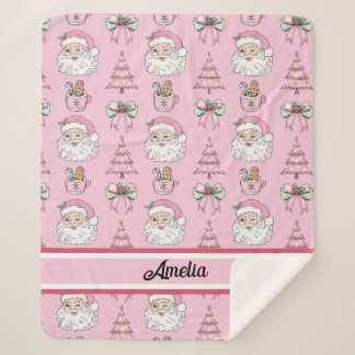 Personalized Christmas Coquette Bow Santa Blanket
