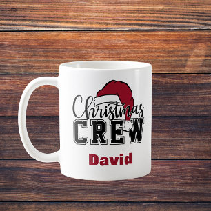 Personalized Christmas Crew Mug with Santa Hat