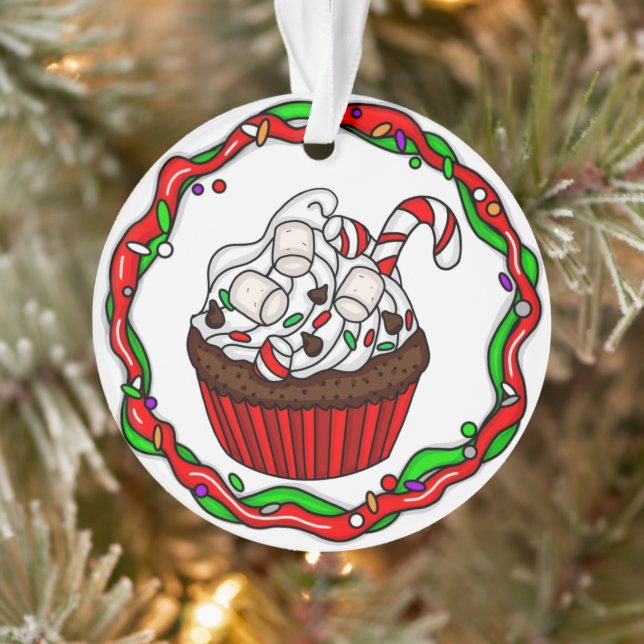 Personalized Christmas Cupcake  Ornament (Tree)