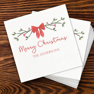 Personalized Christmas Cute Coquette Bow Trendy Napkin