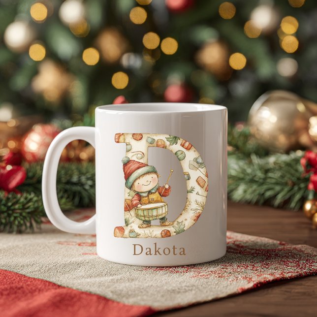 Personalized Christmas D Initial Monogram Coffee Mug (Personalized Christmas D Initial Monogram Coffee Mug)