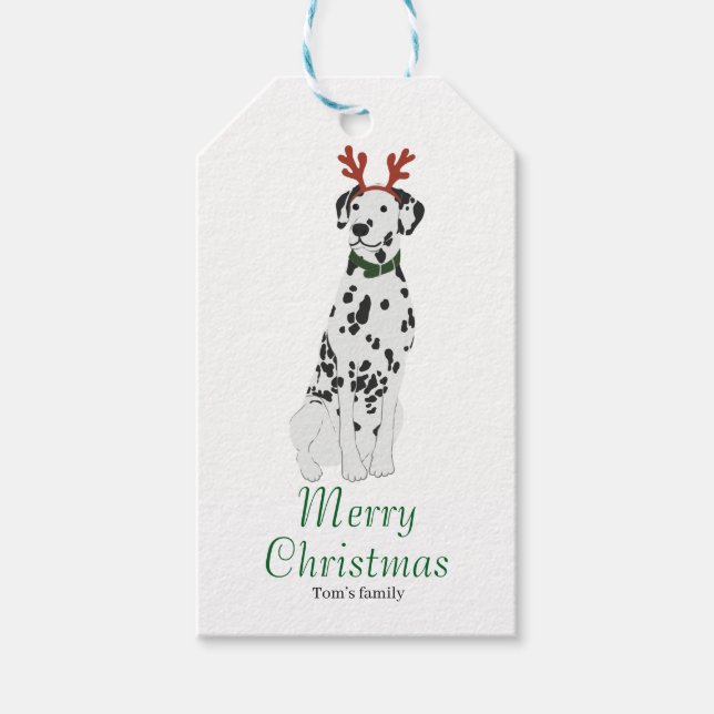 Personalized Christmas Dalmatian  Gift Tags (Front)