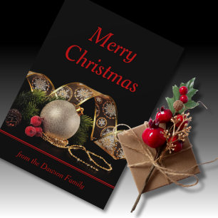 Personalized Christmas Decorations and Lace Holiday Card
