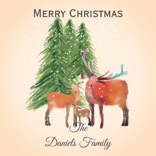 Personalized Christmas Deer Family Wrapping Paper