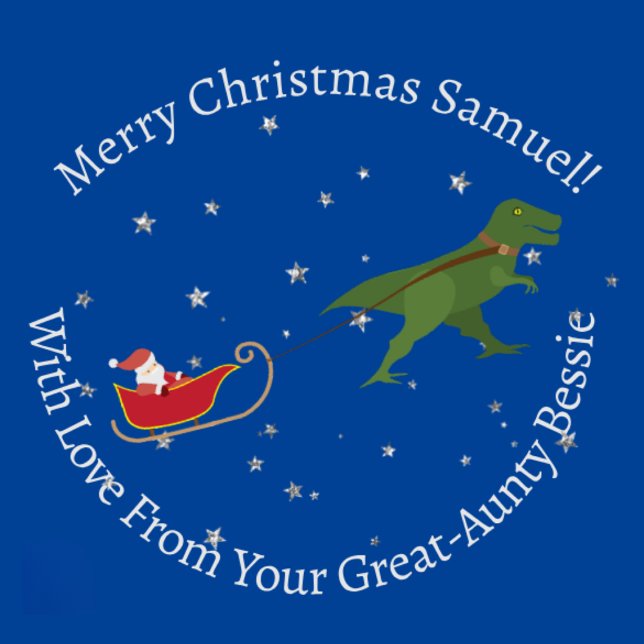 Personalized Christmas Dino-Drawn Sleigh Wrapping Paper (Creator Uploaded)