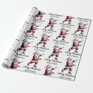 Personalized Christmas Disc Golf Santa Claus       Wrapping Paper