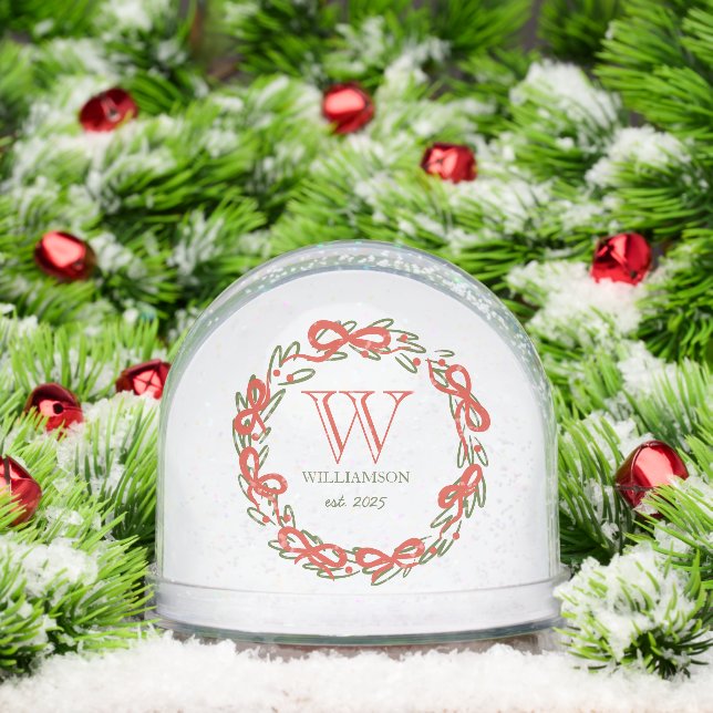 Personalized Christmas Doodles Monogram Wreath Snowglobe (Christmas)