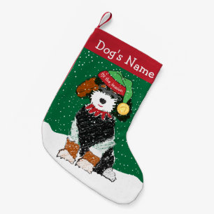 Personalized Christmas Elf Bernedoodle Small Christmas Stocking