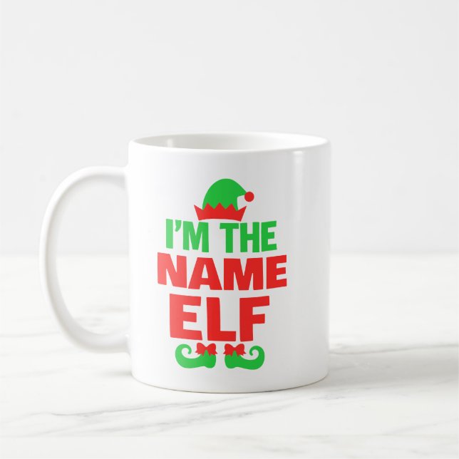 Personalized Christmas Elf Coffee Mug (Left)