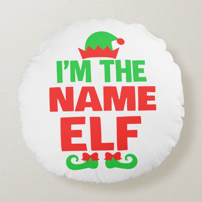 Personalized Christmas Elf Round Pillow (Front)
